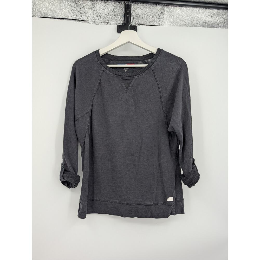 Tommy Hilfiger Sport Women's Black Roll Tab Sleeve Athletic Sweatshirt Medium